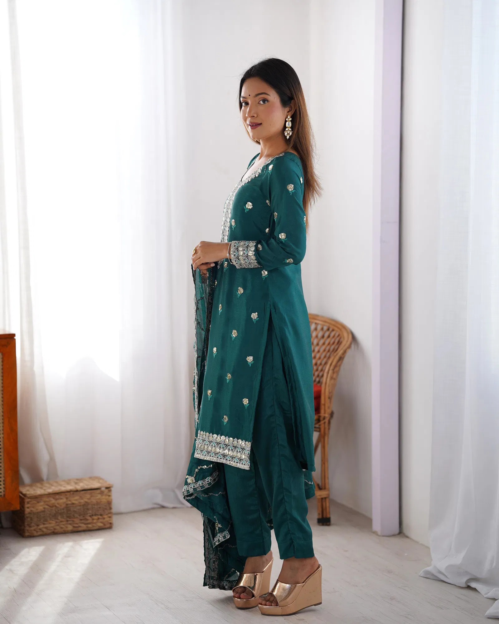 Sp 03 Chinon Silk Thred With Sequnce Work Top Bottom With Dupatta Best Wholesale Shop In Surat